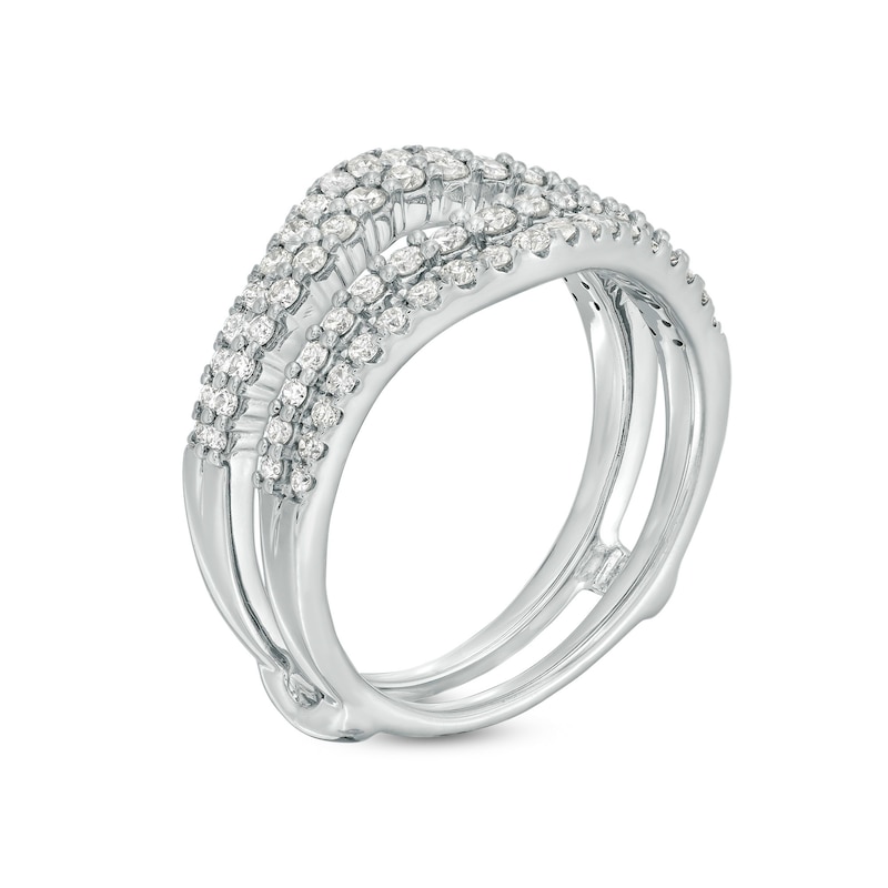 Main Image 2 of 5/8 CT. T.W. Diamond Contour Double Row Solitaire Enhancer in 14K White Gold