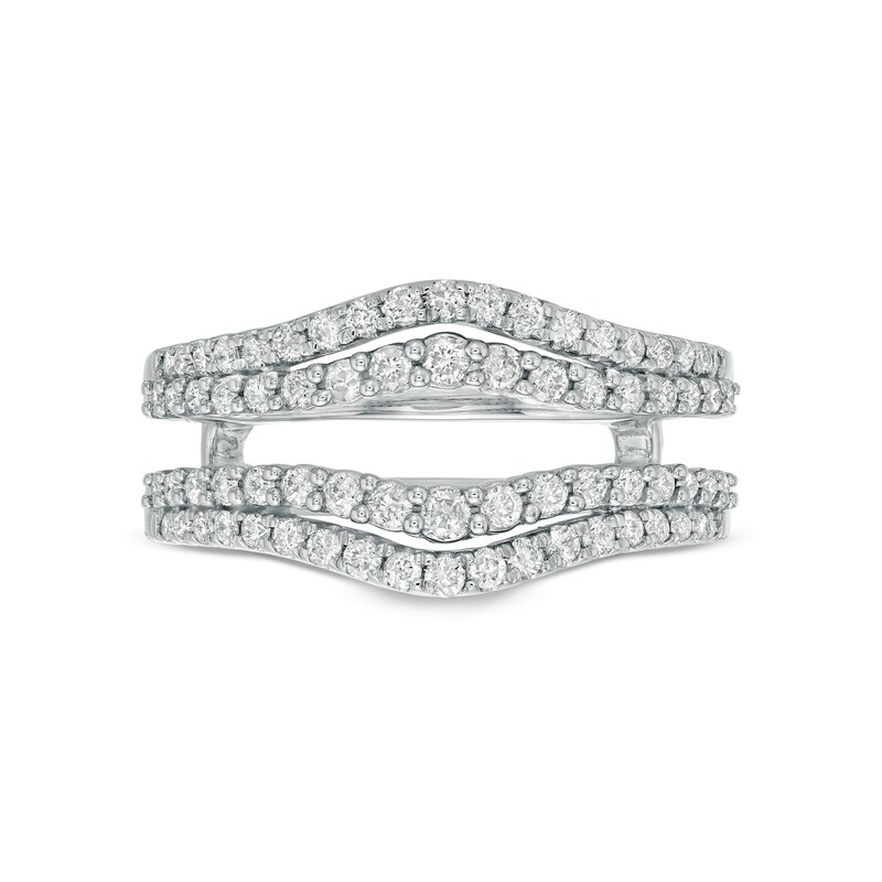 Main Image 3 of 5/8 CT. T.W. Diamond Contour Double Row Solitaire Enhancer in 14K White Gold