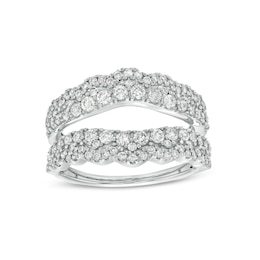 1 CT. T.W. Diamond Double Row Scallop Edge Solitaire Enhancer in 14K White Gold