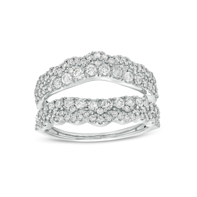 Main Image 1 of 1 CT. T.W. Diamond Double Row Scallop Edge Solitaire Enhancer in 14K White Gold