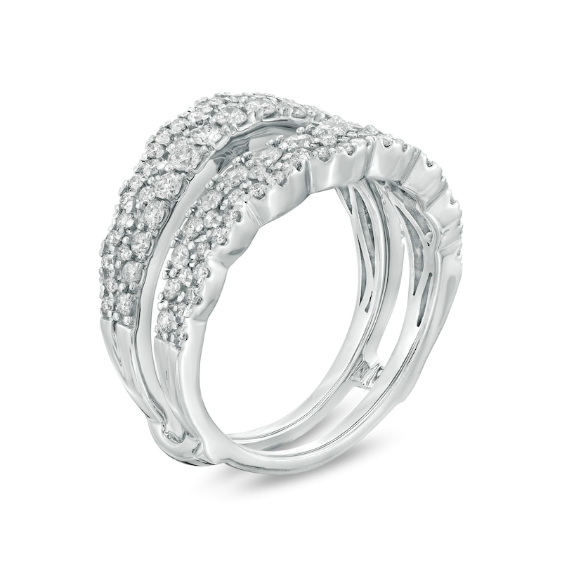 Main Image 2 of 1 CT. T.W. Diamond Double Row Scallop Edge Solitaire Enhancer in 14K White Gold