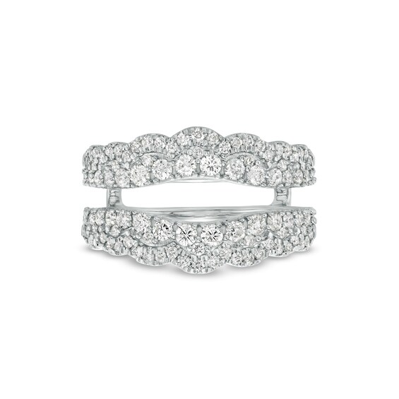 1 CT. T.w. Diamond Double Row Scallop Edge Solitaire Enhancer in 14K White Gold