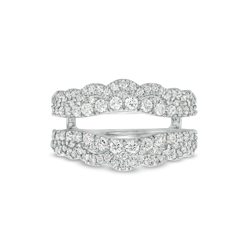 Main Image 3 of 1 CT. T.W. Diamond Double Row Scallop Edge Solitaire Enhancer in 14K White Gold