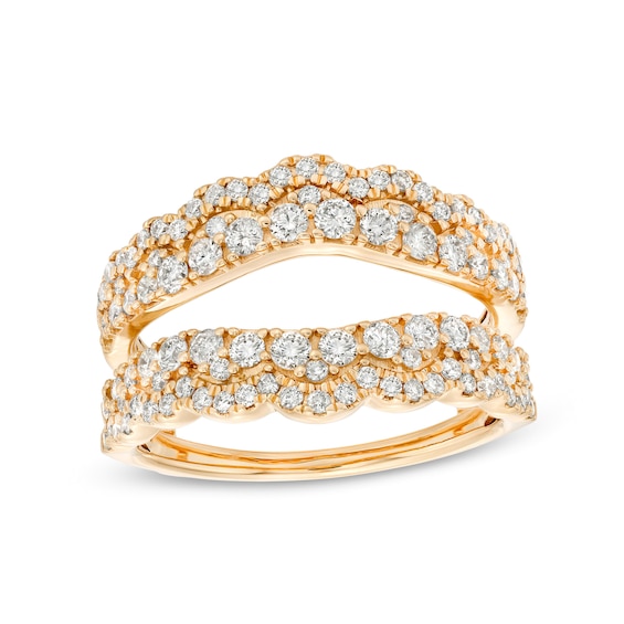 1 CT. T.w. Diamond Double Row Scallop Edge Solitaire Enhancer in 14K Gold