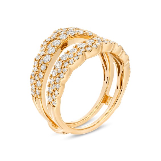 1 CT. T.w. Diamond Double Row Scallop Edge Solitaire Enhancer in 14K Gold