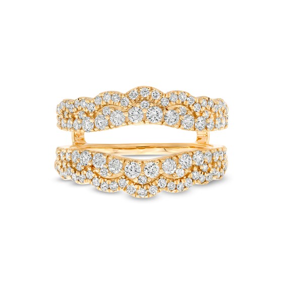 1 CT. T.w. Diamond Double Row Scallop Edge Solitaire Enhancer in 14K Gold