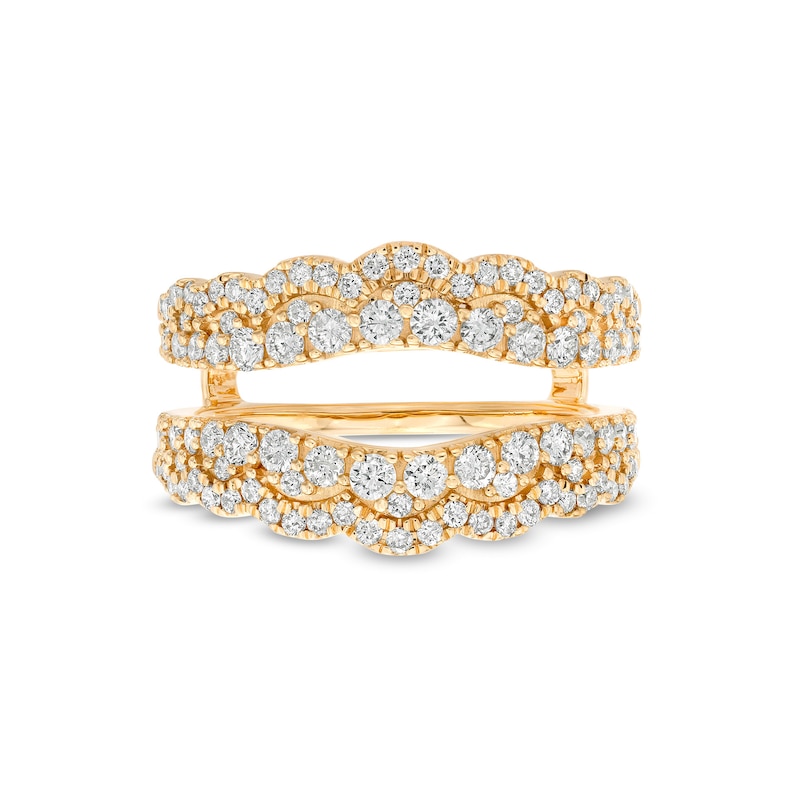 Main Image 3 of 1 CT. T.W. Diamond Double Row Scallop Edge Solitaire Enhancer in 14K Gold