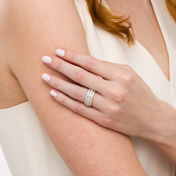 4 CT. T.w. Diamond Triple Row Eternity Band in 14K White Gold