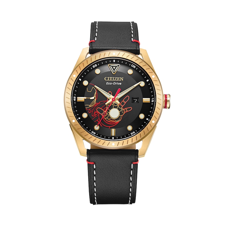 Men's Citizen Eco-Drive® Tony Stark Gold-Tone Strap Watch with Black Dial (Model: BM6992-09W)