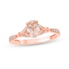 Thumbnail Image 0 of Oval Morganite and 1/15 CT. T.W. Diamond Collar Wrapped Leaf-Sides Split Shank Engagement Ring in 10K Rose Gold