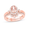 Thumbnail Image 1 of Oval Morganite and 1/3 CT. T.W. Diamond Frame and Collar Crown Bridal Set in 10K Rose Gold