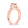 Thumbnail Image 1 of Oval Morganite and 1/3 CT. T.W. Diamond Frame and Collar Crown Bridal Set in 10K Rose Gold