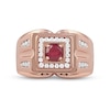 Thumbnail Image 3 of 5.0mm Ruby and 1/2 CT. T.W. Diamond Square Frame Double Row with Groove Shank Ring in 10K Rose Gold