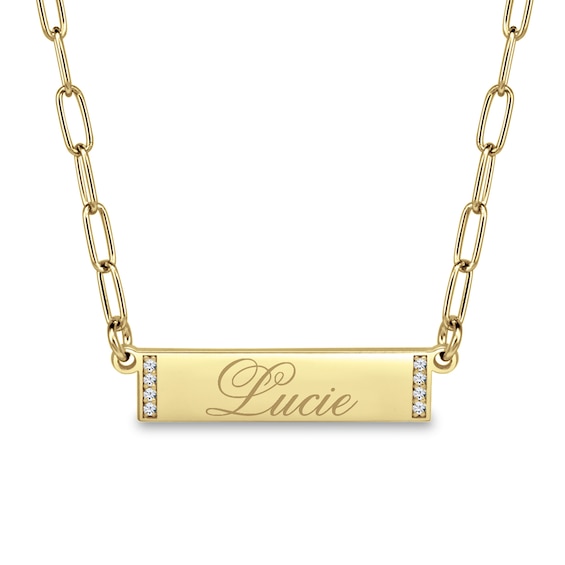 1/20 CT. T.w. Diamond Engravable Bar Necklace (1 Initial)