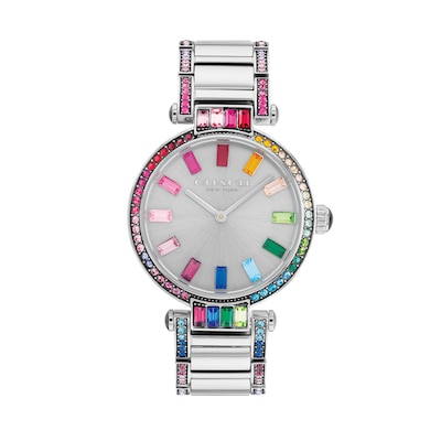 Ladies' Coach Cary Multi-Coloured Rainbow Crystal Accent Watch with Silver-Tone Dial (Model: 14503835) | Zales Ladies' Coach Cary Multi-Coloured Rainbow Crystal Accent Watch with Silver-Tone Dial (Model: 14503835) | Zales