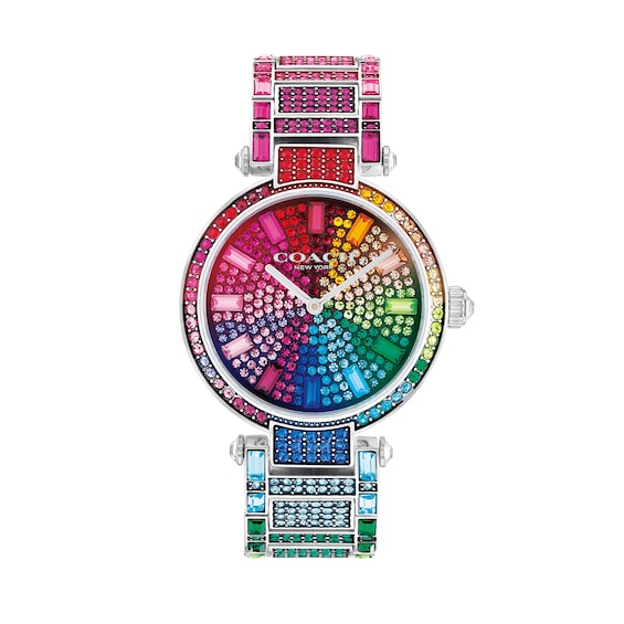 Ladies' Coach Cary Multi-Coloured Rainbow Crystal Accent Watch with  Silver-Tone Dial (Model: 14503836) | Zales
