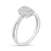 Thumbnail Image 3 of 1/10 CT. T.W. Emerald-Shaped Multi-Diamond Frame Split Shank Promise Ring in Sterling Silver
