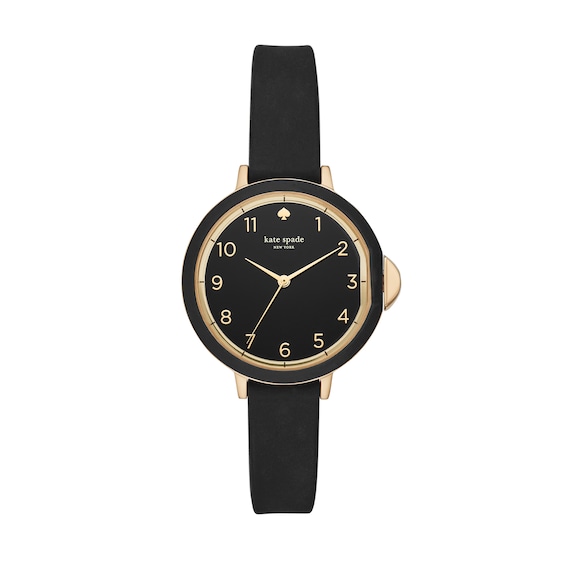 Ladies' Kate Spade Park Row Gold-Tone Strap Watch with Black Dial (Model: Ksw1352)