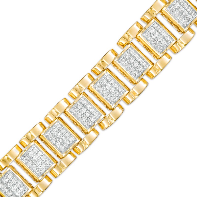Main Image 1 of 2 CT. T.W. Multi-Diamond Railroad Link Bracelet in 10K Gold – 8.5"