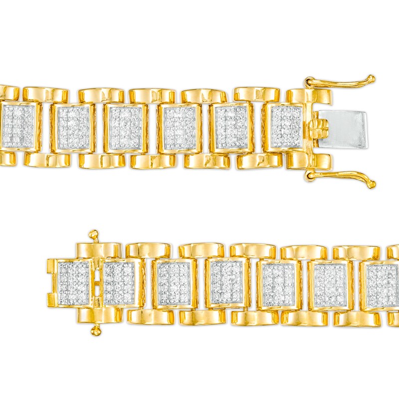 Main Image 2 of 2 CT. T.W. Multi-Diamond Railroad Link Bracelet in 10K Gold – 8.5"