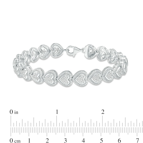 1/2 CT. T.w. Multi-Diamond Frame Heart Link Bracelet in Sterling Silver – 7.5"