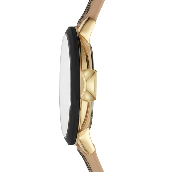 Ladies' Kate Spade Park Row Gold-Tone Strap Watch with Black Dial (Model: Ksw1485)
