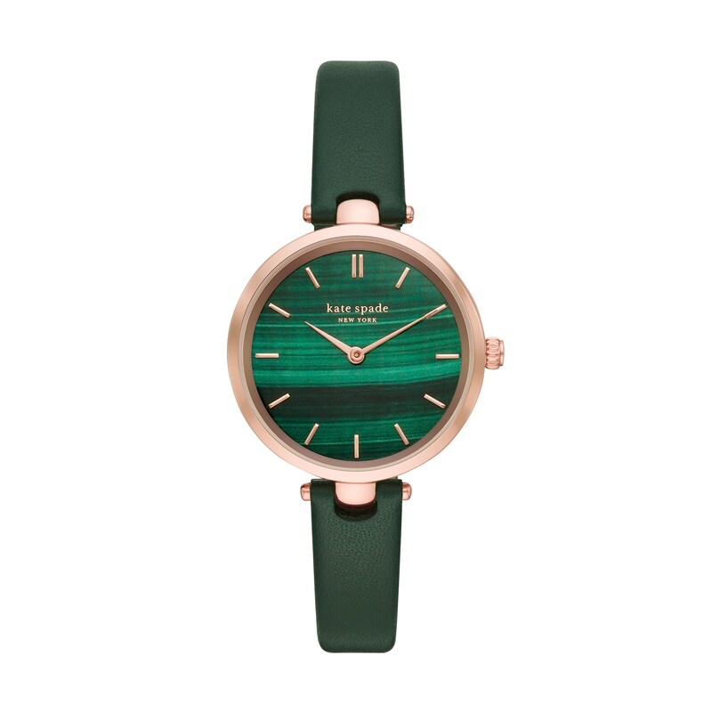 Ladies' Kate Spade Holland Rose-Tone Strap Watch with Green Dial (Model: KSW1529)