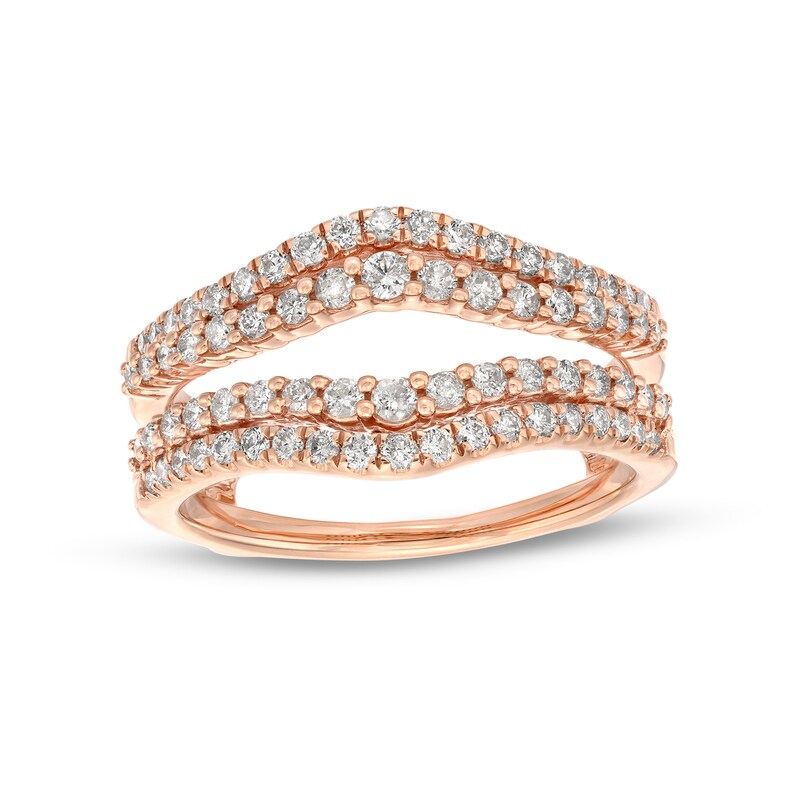 Main Image 1 of 5/8 CT. T.W. Diamond Contour Double Row Solitaire Enhancer in 14K Rose Gold