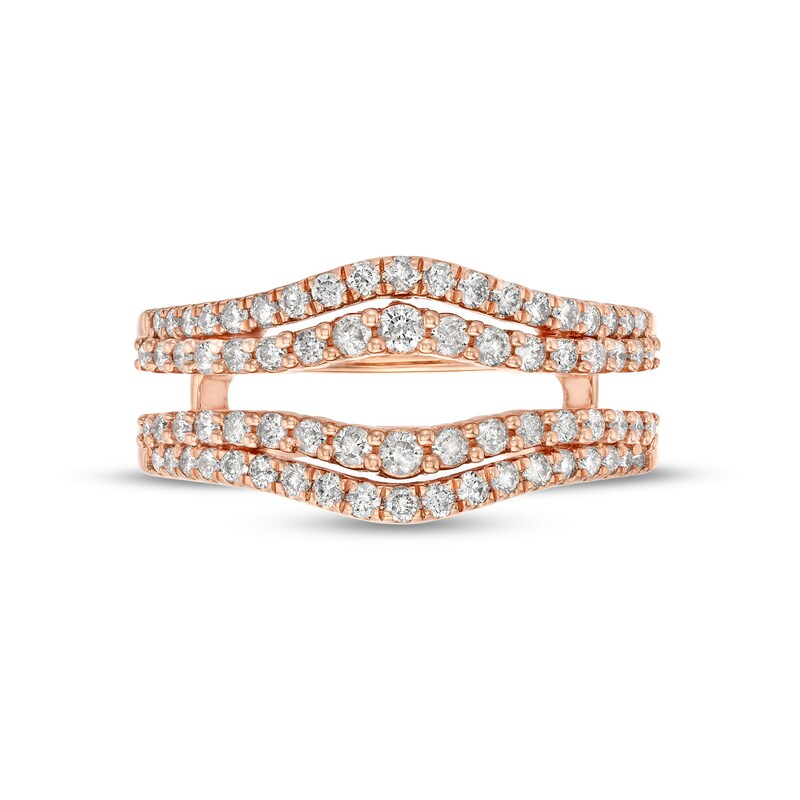 Main Image 3 of 5/8 CT. T.W. Diamond Contour Double Row Solitaire Enhancer in 14K Rose Gold