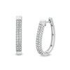 Thumbnail Image 1 of 1/2 CT. T.W. Diamond Double Row Oval Hoop Earrings in 10K White Gold