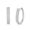 Thumbnail Image 1 of 1 CT. T.W. Diamond Double Row Oval Hoop Earrings in 10K White Gold