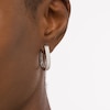 Thumbnail Image 2 of 1 CT. T.W. Diamond Double Row Oval Hoop Earrings in 10K White Gold