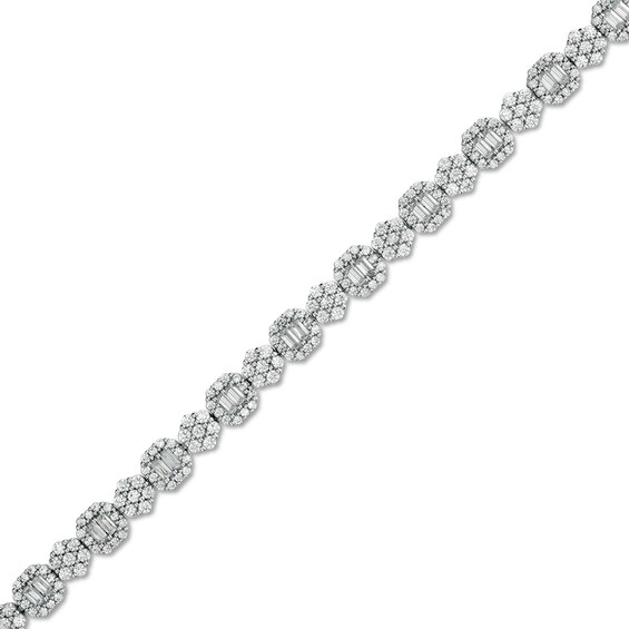 5 CT. T.w. Emerald-Shape Multi-Diamond Alternating Line Bracelet in 10K White Gold - 7.5"