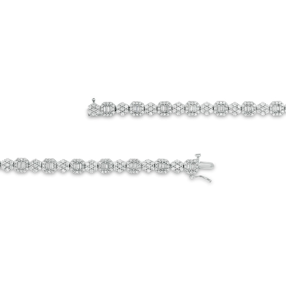 5 CT. T.w. Emerald-Shape Multi-Diamond Alternating Line Bracelet in 10K White Gold - 7.5"