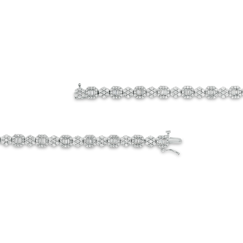 Main Image 3 of 5 CT. T.W. Emerald-Shape Multi-Diamond Alternating Line Bracelet in 10K White Gold - 7.5"
