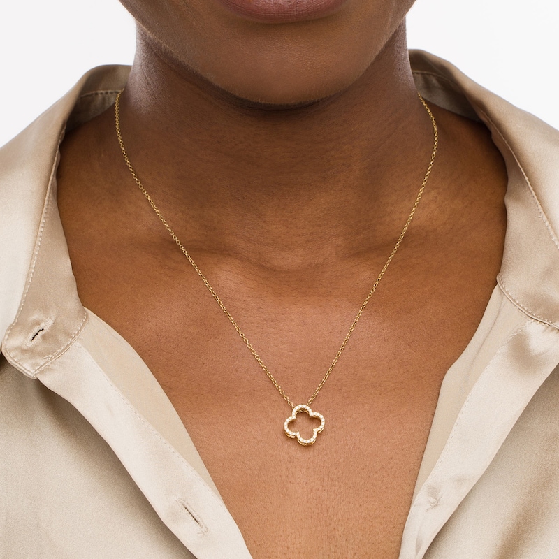 Main Image 2 of Remixed Reimagined 1/6 CT. T.W. Diamond Loose Clover Pendant in 10K Gold