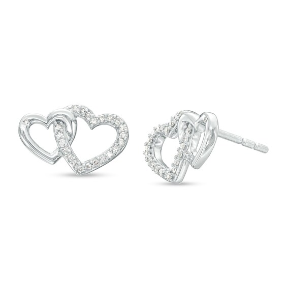 1/10 CT. T.w. Diamond Interlocking Heart Outline Stud Earrings in Sterling Silver