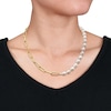 Thumbnail Image 1 of Baroque Cultured Freshwater Pearl and Paper Clip Chain Half-and-Half Necklace in Sterling Silver with 18K Gold Plate