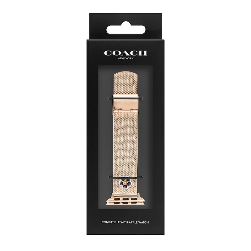 Main Image 2 of Ladies' Coach Rose-Tone IP Interchangeable 20.0mm Mesh Replacement Band Smart Watch Attachment (Model: 14700038)