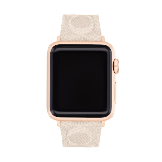 Ladies' Coach Interchangeable 20.0mm Cream Canvas Strap Replacement Band Smart Watch Attachment (Model: 14700059)