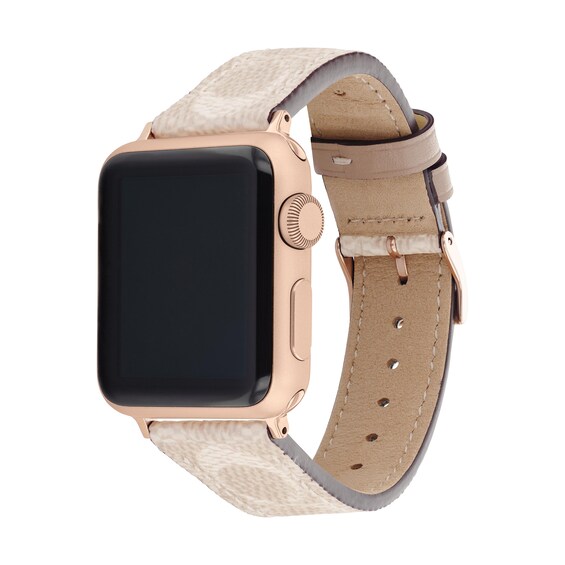 Ladies' Coach Interchangeable 20.0mm Cream Canvas Strap Replacement Band Smart Watch Attachment (Model: 14700059)