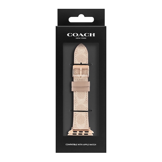 Ladies' Coach Interchangeable 20.0mm Cream Canvas Strap Replacement Band Smart Watch Attachment (Model: 14700059)