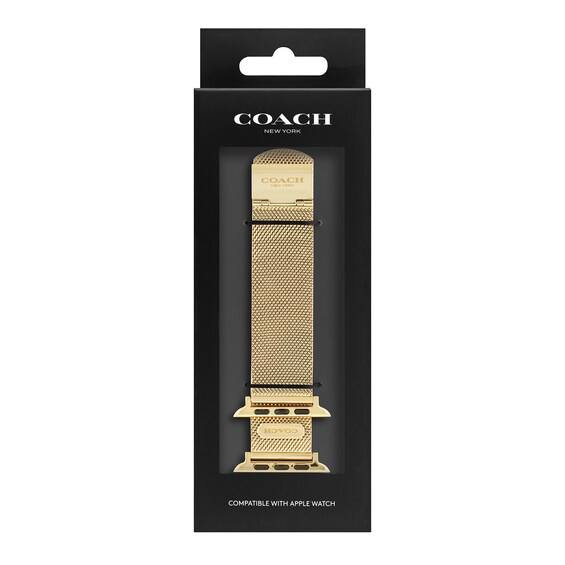 Ladies' Coach Gold-Tone IP Interchangeable 22.0mm Mesh Replacement Band Smart Watch Attachment (Model: 14700064)