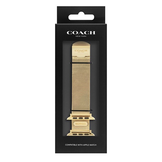 Ladies' Coach Gold-Tone IP Interchangeable 22.0mm Mesh Replacement Band Smart Watch Attachment (Model: 14700064)