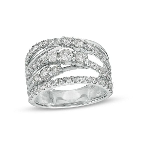 1-1/2 CT. T.w. Diamond Three Stone Orbit Ring in 10K White Gold