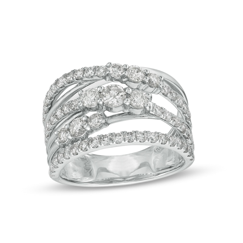 Main Image 1 of 1-1/2 CT. T.W. Diamond Three Stone Orbit Ring in 10K White Gold