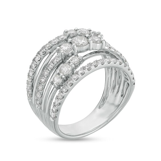 1-1/2 CT. T.w. Diamond Three Stone Orbit Ring in 10K White Gold