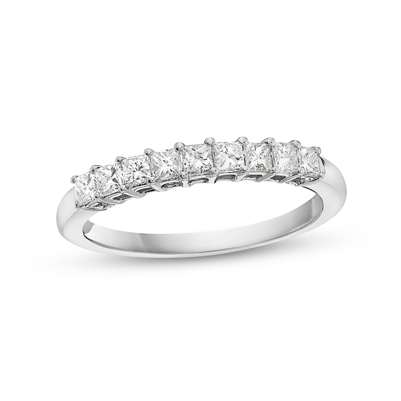 Main Image 1 of 1/2 CT. T.W. Princess-Cut Diamond Nine Stone Anniversary Band in 14K White Gold