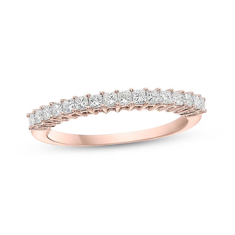 Main Image 1 of 1/2 CT. T.W. Princess-Cut Diamond Anniversary Band in 14K Rose Gold