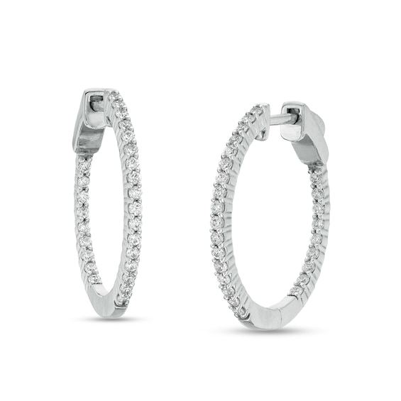 1/2 CT. T.w. Diamond Inside-Out Hoop Earrings in 10K White Gold